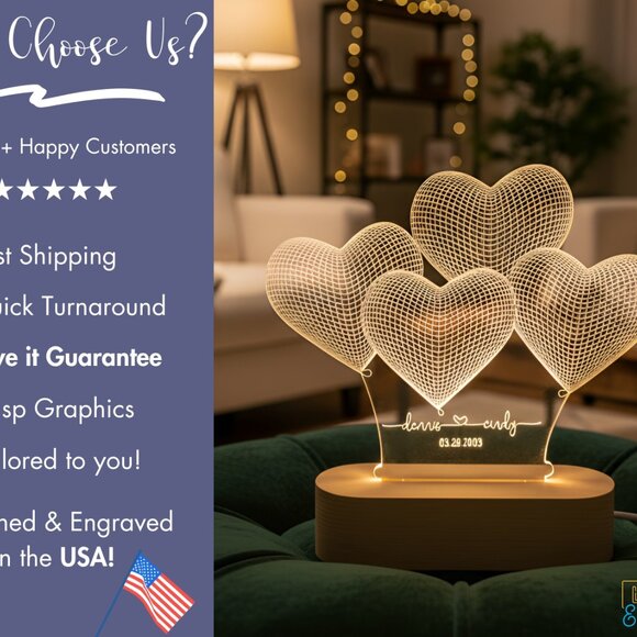 Personalized Heart LED Name Light • Custom Valentine’s Gift for Her - Picture 4 of 8